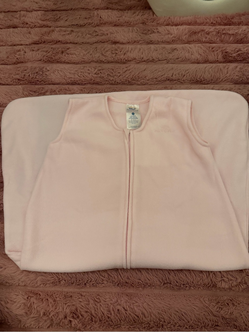 Halo Back to Best- Light Pink Fleece Baby Sleep Sack - Cozy Sleeveless Zip